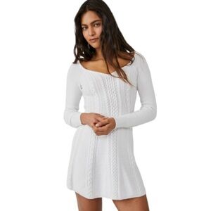 NWT FREE PEOPLE SMALL WORLD CABLE KNIT OPEN BACK MINI DRESS SIZE XL